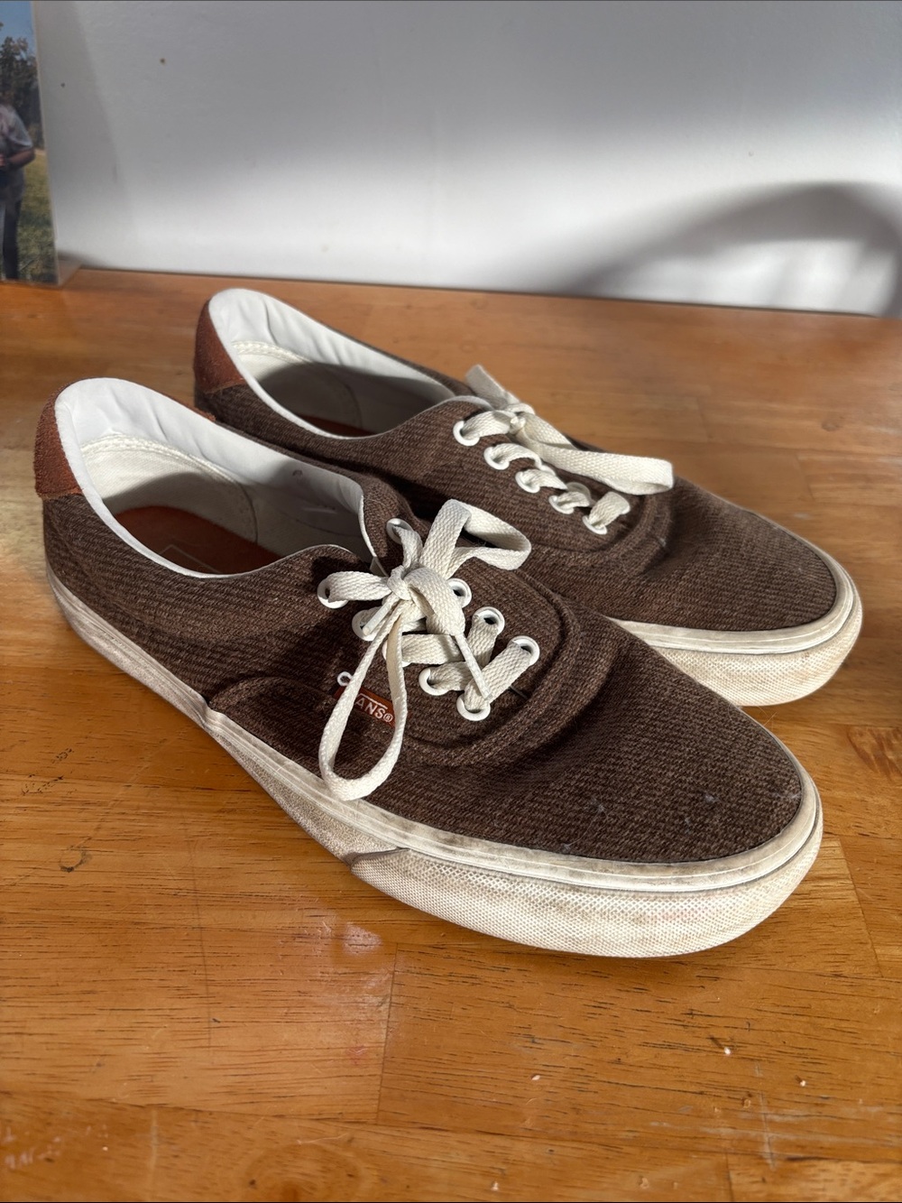 Vans Brown Canvas Low-Top Sneakers with White Laces